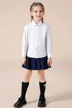 長袖白シャツ【子供用・学校行事・春秋用・シンプルデザイン・しわになりにくい】（セットアップ対応）