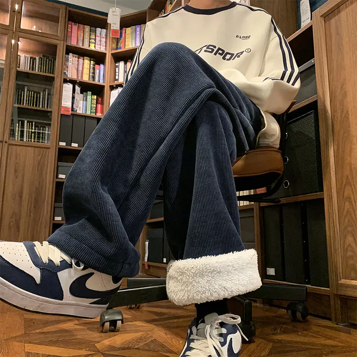 秋冬用 厚手コーデュロイストレートパンツ【レディース・カジュアル・ルーズフィット】