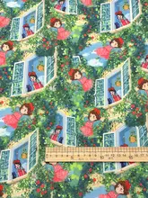 多巴胺キャラクタープリントの加密コットンリネン生地【DIY・手作り用・装飾用】