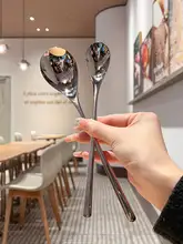 316ステンレス製 ロングハンドルスプーン【料理用・高級感・アイスクリーム用】