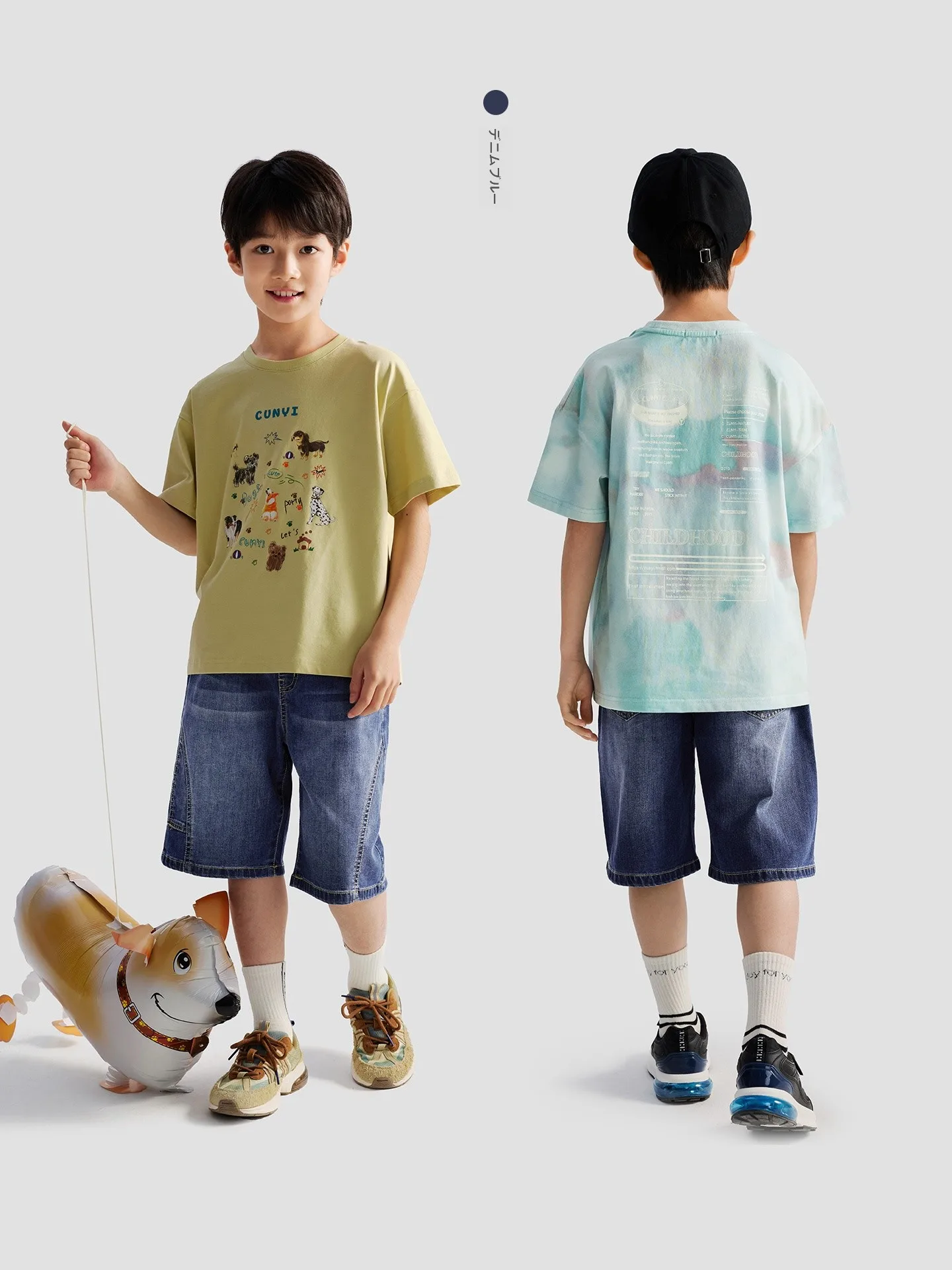 男の子用コットンデニムパンツ：夏用五分丈で柔らかさと微弹性を実現