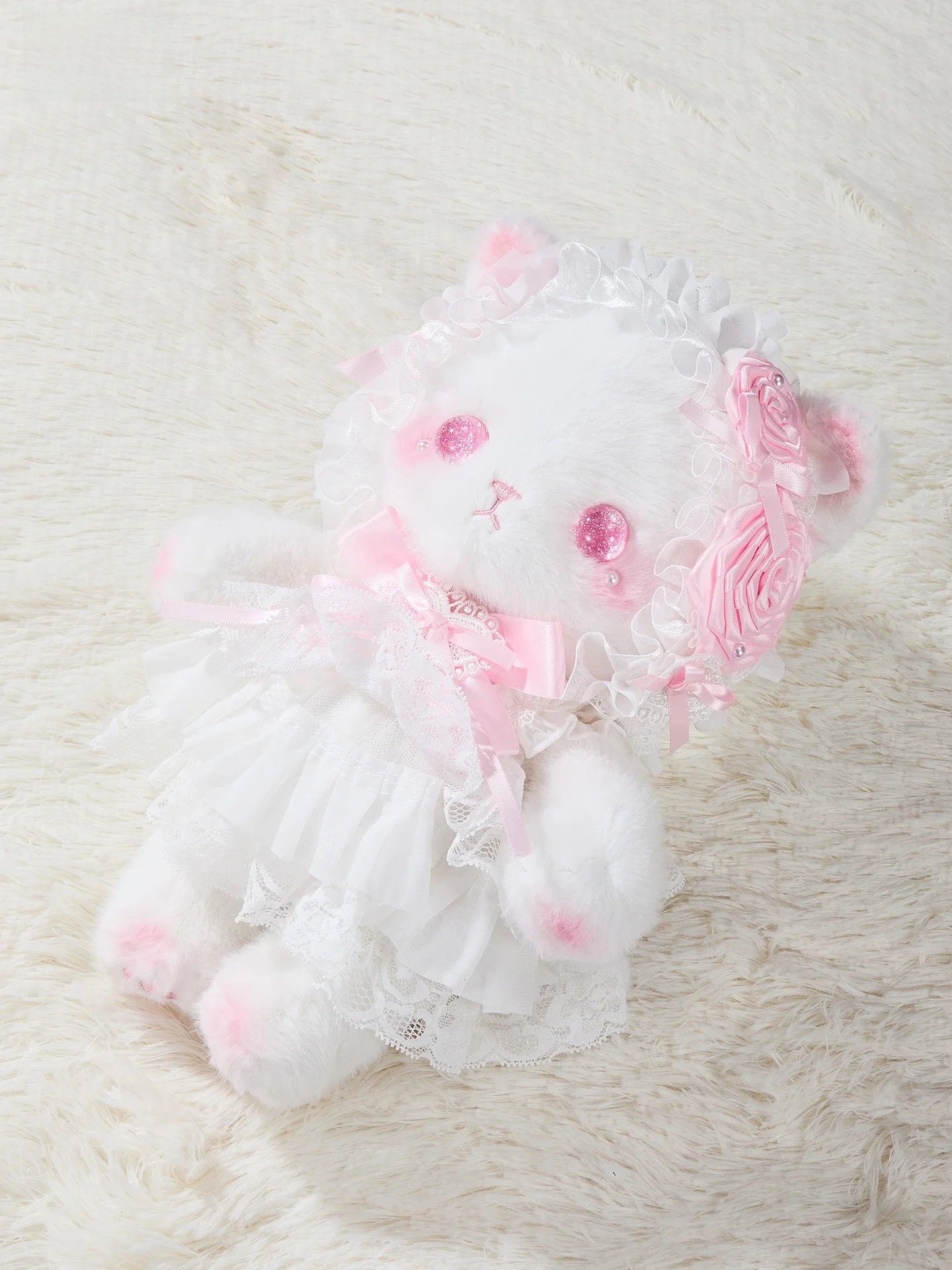 猫デザインのピンク色ハンドメイドぬいぐるみバッグ：斜め掛け・ショルダーに最適な女性向け雑貨