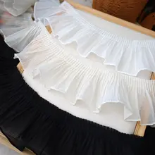 極上の柔らかさの雪紡生地レースフリル装飾【服の襟用・幅広】（セットアップ対応）