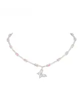 カラフルな多巴胺ネックレス【海辺のアクセサリー・蝶デザイン・貝殻ビーズ付き・鎖骨用】