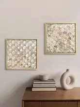 高級感のある金色貝殻立体装飾画【客間・ダイニング・壁掛け用アート】