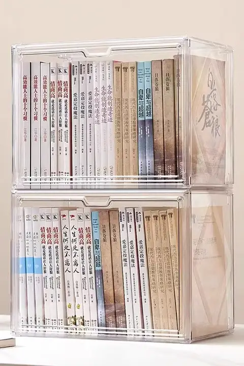 本 書類収納ボックス デスク 整理 収納 透明 アクリル 防塵