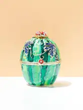 エナメル彩工芸品 スイカデザインのジュエリーボックス【ロシアの彩蛋・装飾用小物入れ】