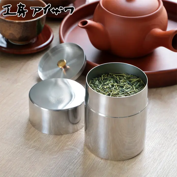 304ステンレス製 茶葉&コーヒー容器【日本製・スプーン付き】