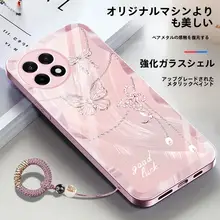 一加 Ace5pro専用スマホケース【ガラス製・チェーン付き・蝶柄デザイン・防滑・高級感あり】