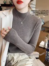 レディースニットセーター【秋冬用・ハイネック・ウール・ベーシックデザイン】