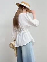シンプルデザインのビジネスシャツ【ウエストリボン付き・通勤用】