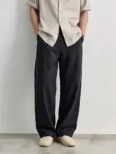 都市的なミニマルスタイルのラエセル素材パンツ【ウォッシュ加工・ルーズフィット・ストレートレッグ】（セットアップ対応）