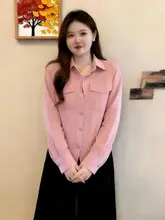 春にぴったりの美しいピンク長袖シャツジャケット【大きいサイズ・女性用・カジュアル】
