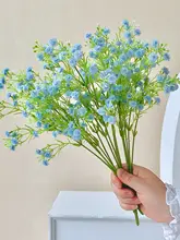 さりげない自然の美しさ！ドライフラワー風プラスチック製花束【勿忘草デザイン・観賞用・グリーンインテリア】