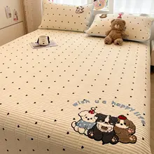 水洗棉毛巾刺繍ベッドカバー【子供用・カートゥーンデザイン・滑り止め付き・タタミ用・マットレス】