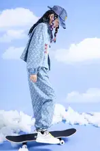 女の子用 秋服 デニムスタイルのスポーツウェア【トレンド・2点セット・秋の早い時期用】（セットアップ対応）