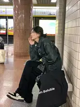 水洗い加工のアメリカンスタイルデニムジャケット【春秋用・ゆったりシルエット・ラペルカラー】