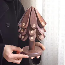 山舍 木製 防熱テーブルマット【創造的なインテリア・花柄・鍋敷き・食卓用】