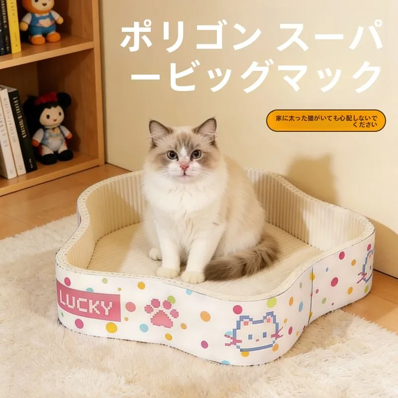 大型キャットタワー一体型段ボール製猫爪とぎ：耐久性とおしゃれなデザインを実現
