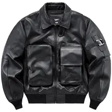フロントボタン付きレザージャケット【多ポケット・機能性・春秋用・バイクウェア】