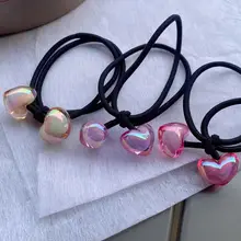 ハートモチーフ透かしデザインヘアゴム【赤・実用的・太めの黒ゴム】