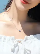 Arcoiris 天然アクアマリン925純銀ネックレス【女性用・軽奢・ギフトにも最適】