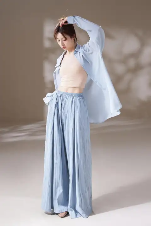 モダンダンス練習用女性用ルーズフィット演出服【古典舞・飄逸なシャツ・一体型】（セットアップ対応）