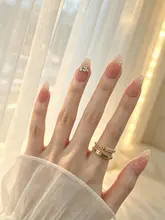 美しいグラデーションのネイルデザインアートセット【ギフトボックス付き・ダイヤモンド装飾・ナチュラルカラー】