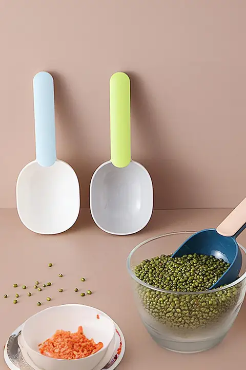 多機能プラスチック米粉スプーン【長柄・クリップ付き・家庭用】