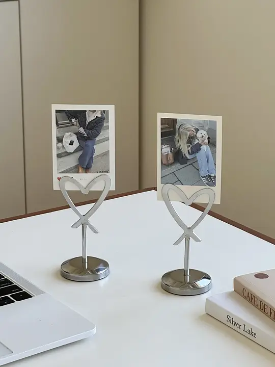 ハート型立体クリップデスク用金属メモクリップ【写真やカード用・飾りにも最適】