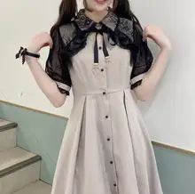 ロリータスタイルの心型ペンダント付き大きいサイズワンピース