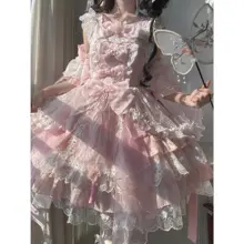 ロリータスタイルのストラップドレス【中華風・フラワープリント・デザインドレス】