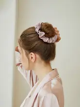 高級感あるシルク製ヘアゴム【１００%真蚕糸・大きめデザイン】