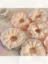 フランス風レースデザインのダブルレイヤーヘアゴム【大きな花・上品なバンズ用・ヘアアクセサリー】