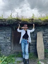 MsDidion エコ酵素洗浄コットンデニム ハイウエストストレートパンツ【オールシーズン・ウォッシュドデザイン】