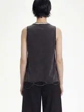 クールなデザインのラウンドネックノースリーブTシャツ【ヴィンテージ風・ウォッシュ加工】