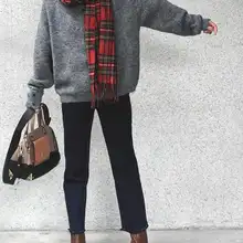 レトロフリンジデニムパンツ【ストレート・ハイウエスト・スリムフィット・9分丈】