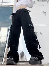 機能性束脚ワークパンツ【カップル・ストリートダンス・ゆったり・ブラック・ハイストリート】