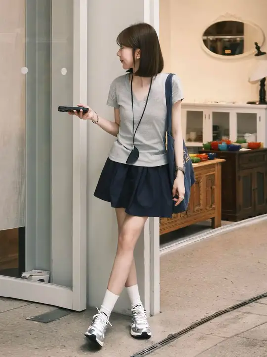 学院風 藏青色 ハイウエスト ミニスカート【プリーツ デザイン・Aライン・防走光】（セットアップ対応）