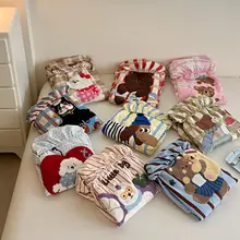 可愛らしいデザインの全棉毛布風ベッドカバー【秋冬用・厚手・親肌】（セットアップ対応）