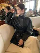 クールなデザインのライダースジャケット【レザースタイル・ウエストベルト付き】