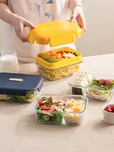 ガラス製二層ランチボックス【仕切り付き・電子レンジ対応・保温】（セットアップ対応）