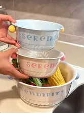 可愛らしい洗面器＆水切りバスケット【二段式・果物用・家庭用】