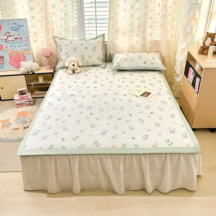 学生用シングルサイズ夏用アイスシルク寝具カバー【柔らかい・機械洗浄可能・クーラー対応】