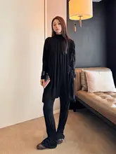 シンプルデザインのゆったりニットトップス【無地・カジュアル・長袖】とパンツ（セットアップ対応）