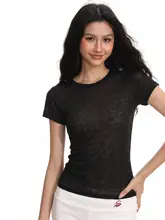 クルーネックTシャツ レディース 半袖 無地 薄手 通気性 フィット感 着痩せ セットインスリーブ ギャル 夏