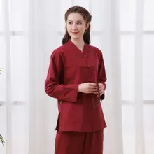 男女兼用 中華風春秋用コットン唐装【盤扣デザイン・復古スタイル・茶服】（セットアップ対応）