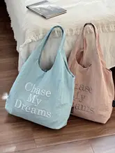 レタ―刺繍のショルダートートバッグ【カジュアル・シンプル・軽量・日常使い】