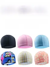 布製スイミングキャップ【ブラック・デザイン刺繍・高弾力・大人用・子供用】