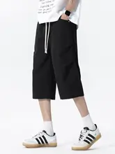 夏用 薄手のしわ加工アイスシルクパンツ【通気性・七分丈・男士用・アウトドア・ゆったりストレート】